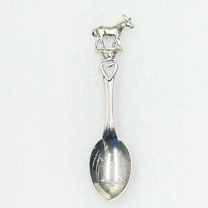 Fort Souvenir Spoon Missouri Donkey Heart Silver 1979 Vintage Ozarks Map 3.5in